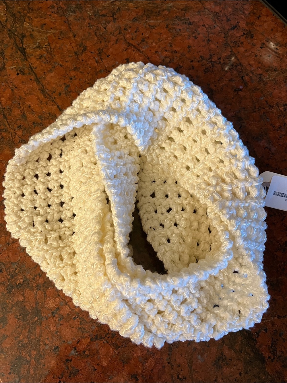 Cream Handmade Knitted Open Lace Scarf Wrap - Lightweight Women's Accessory